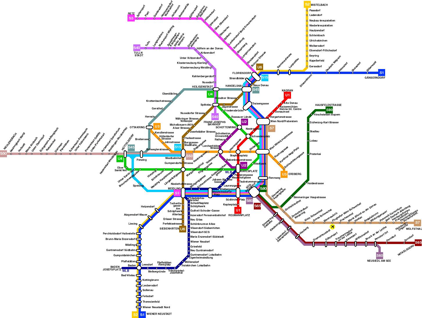 Itävalta metro kartta - Itävalta metro kartta (Länsi-Eurooppa - Eurooppa)