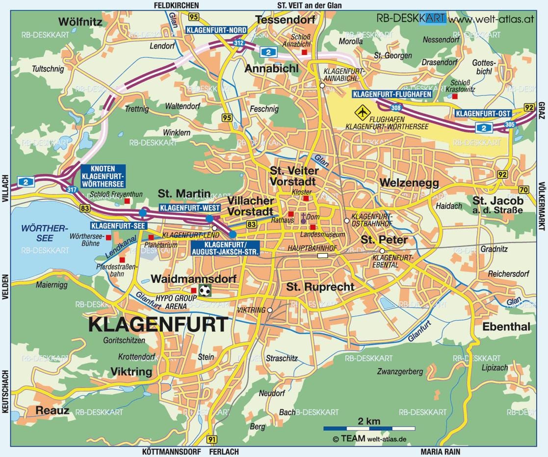 kartta klagenfurt itävalta