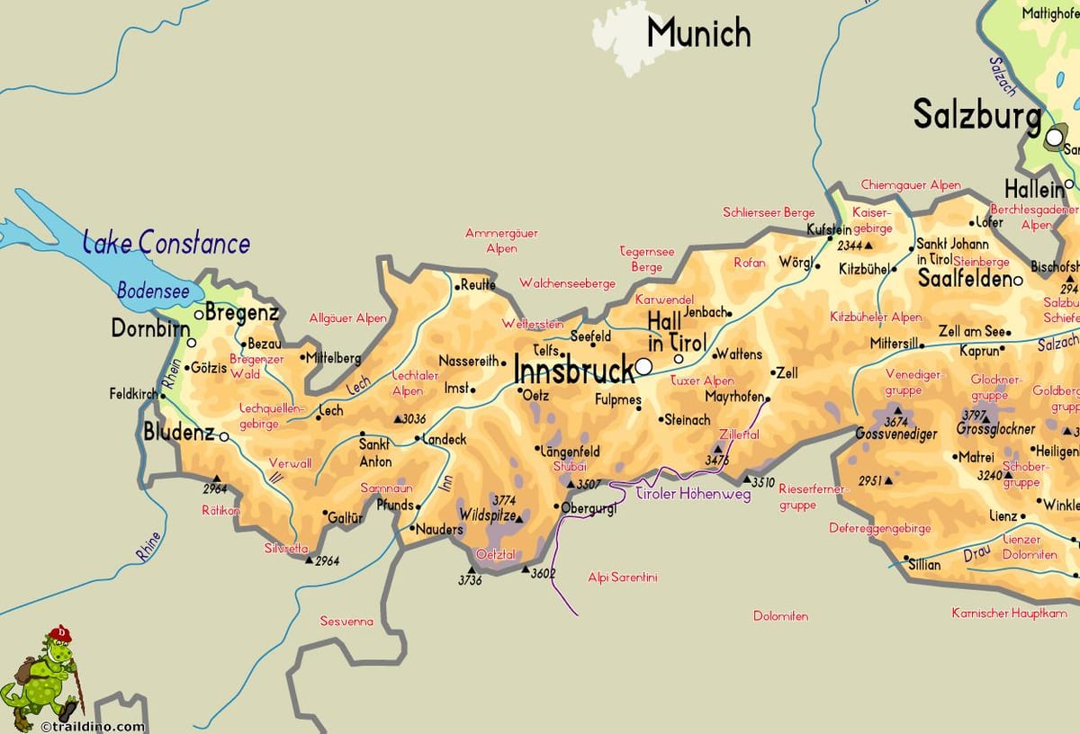 kartta mayrhofen, itävalta