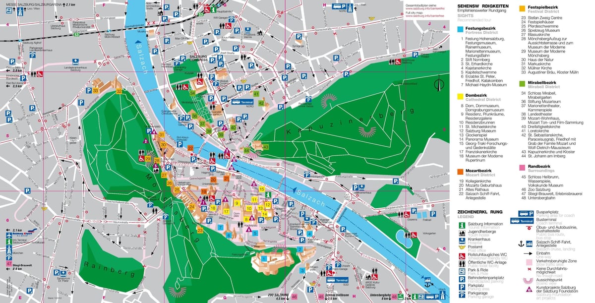 kartta turisti kartta salzburg, itävalta